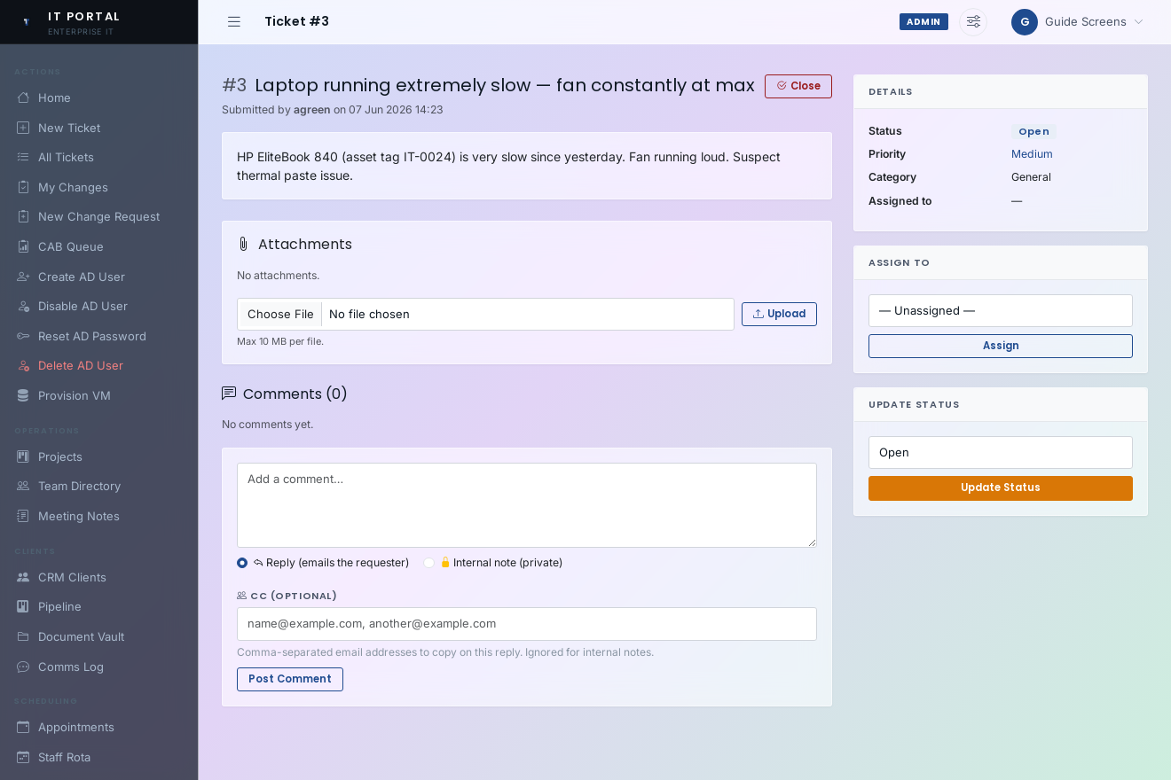 Service desk — ticket detail
